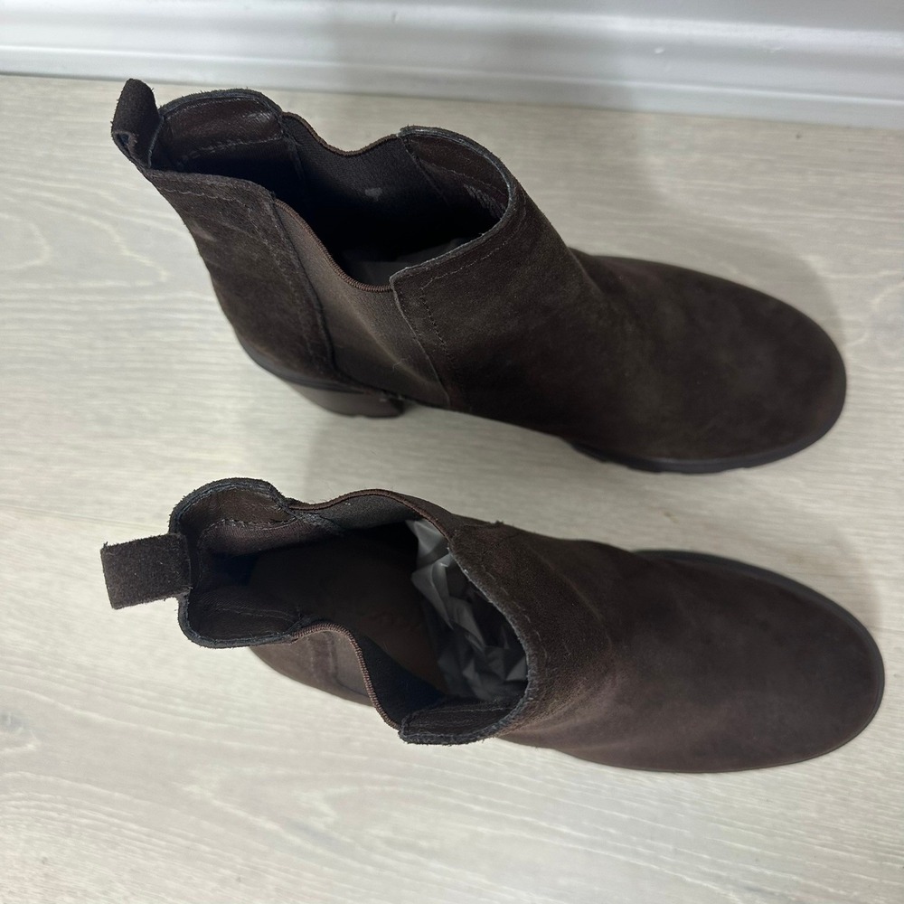 Splendid Melisa Chelsea Boots Womens 9M Brown Suede Lug Sole Block Heel Booties - Picture 4 of 8